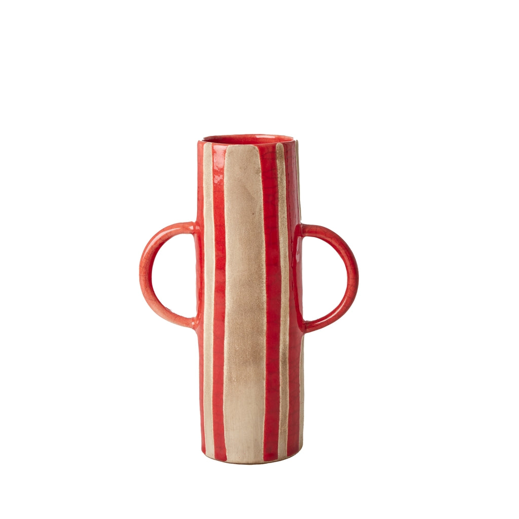 Keramik Vase in Rot von rice