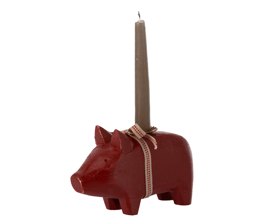 Schwein rot, Kerzenhalter von Maileg Klein